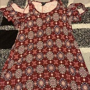 Boho patterned cold shoulder dress